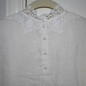 Zara longsleeve sheer white embroidered